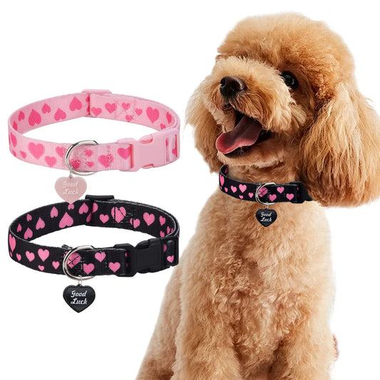LuxePawe Love Printed Pet Collar for Dogs & Cats with Pendant Buckle