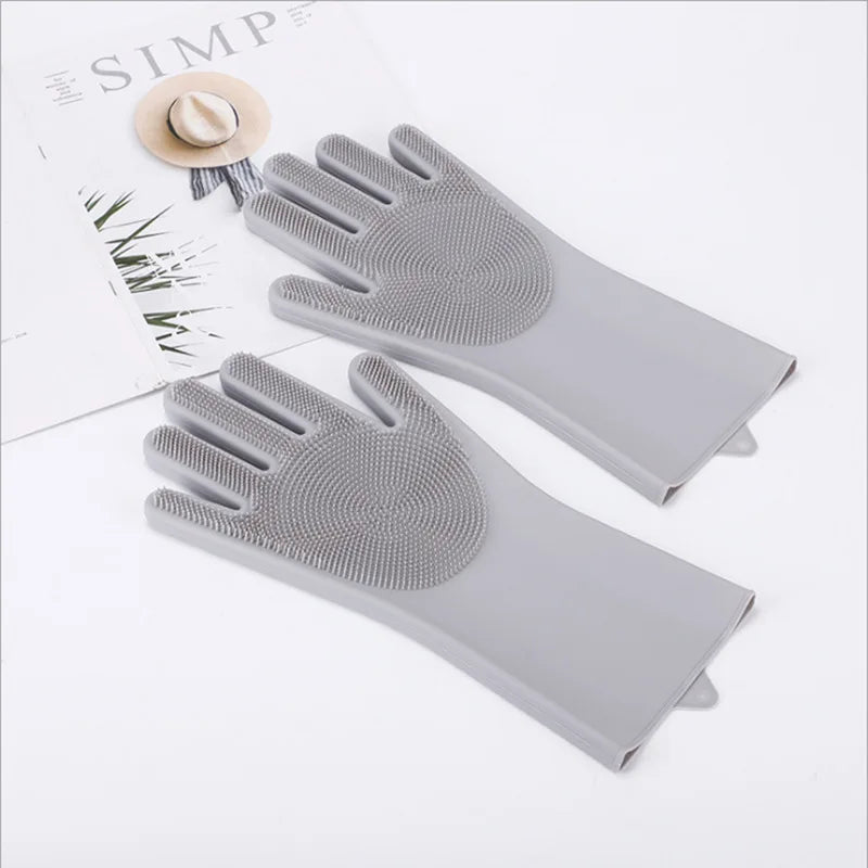 LuxePawe Silicone Dishwashing Gloves, Waterproof Magic Cleaning Gloves