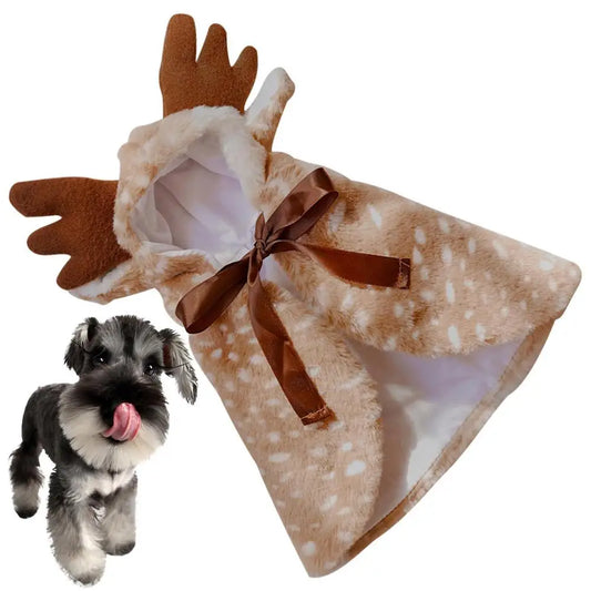 LuxePawe Cat Christmas Reindeer Cape – Soft Elk Cosplay Costume