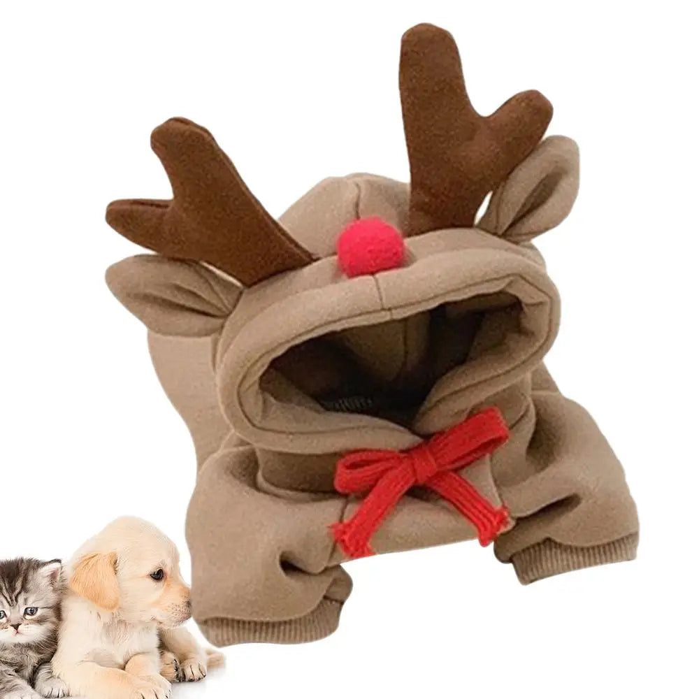 LuxePawe Small Dog & Cat Reindeer Hoodie Winter Warm Sweatshirt