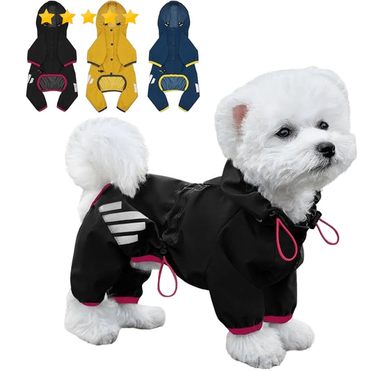 LuxePawe Waterproof Dog Raincoat, Reflective 4-Leg Jacket for Small Dogs