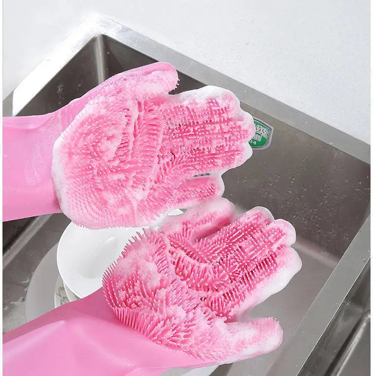 LuxePawe Silicone Dishwashing Gloves, Waterproof Magic Cleaning Gloves