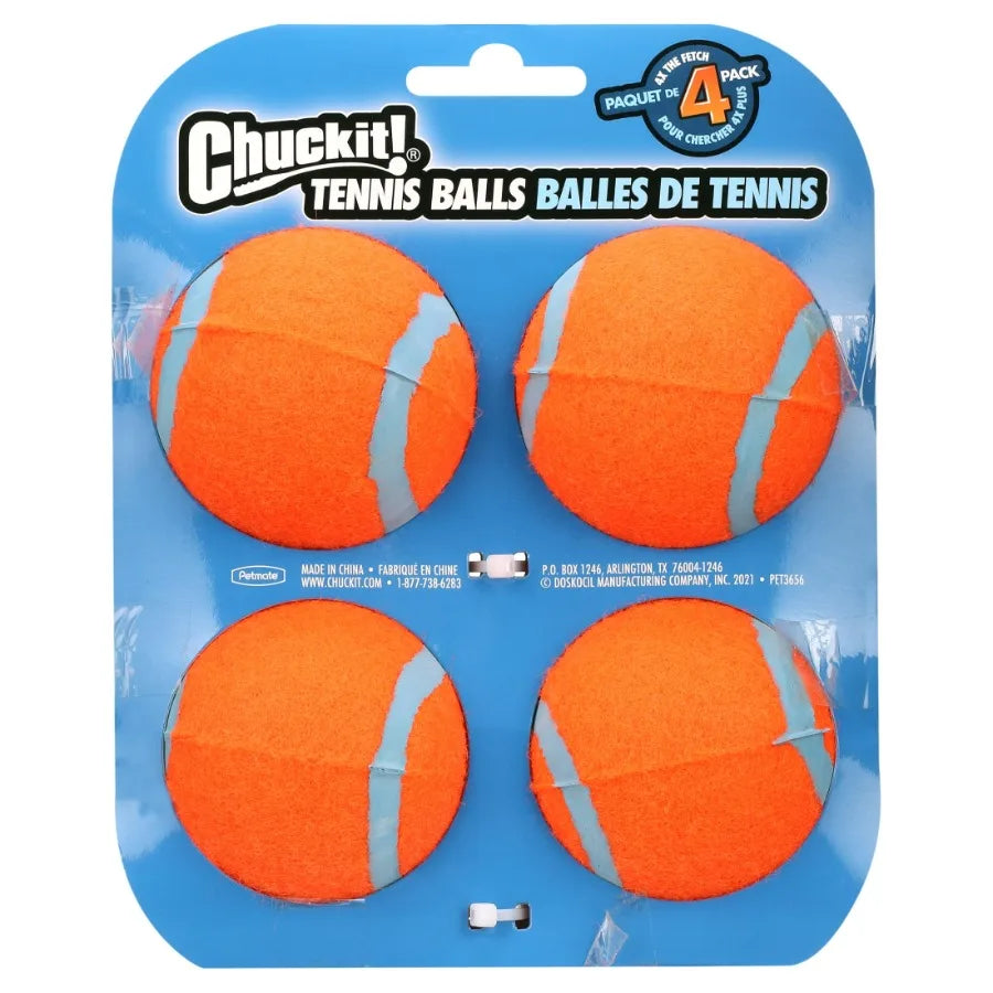 LuxePawe Durable Rubber Tennis Ball Dog Toy 2.5” Pack of 4 Orange