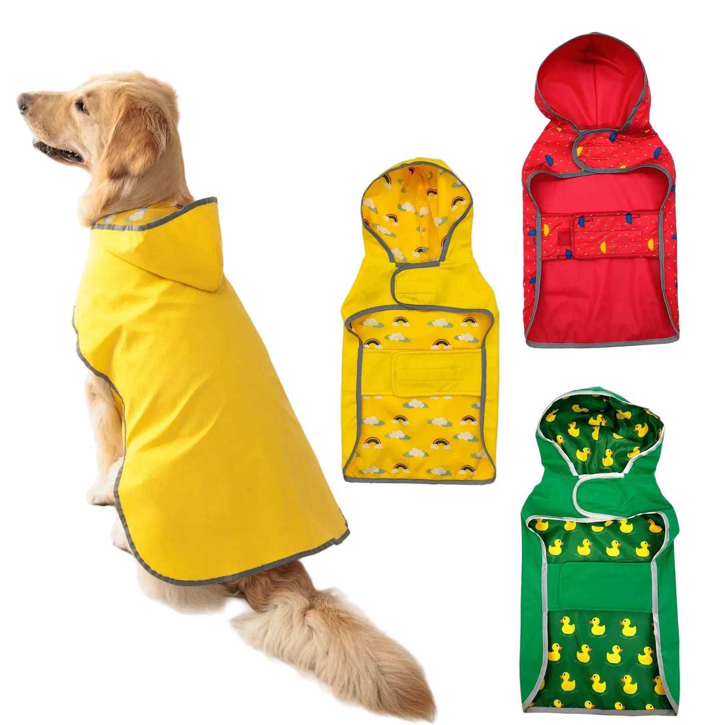 LuxePawe All-Weather Dog Raincoat, Dual-Sided Waterproof Jacket with Velcro