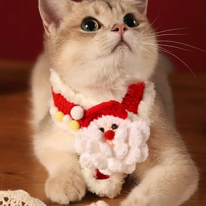 LuxePawe Adjustable Dog Bandana Winter Knitted Christmas Pet Scarf