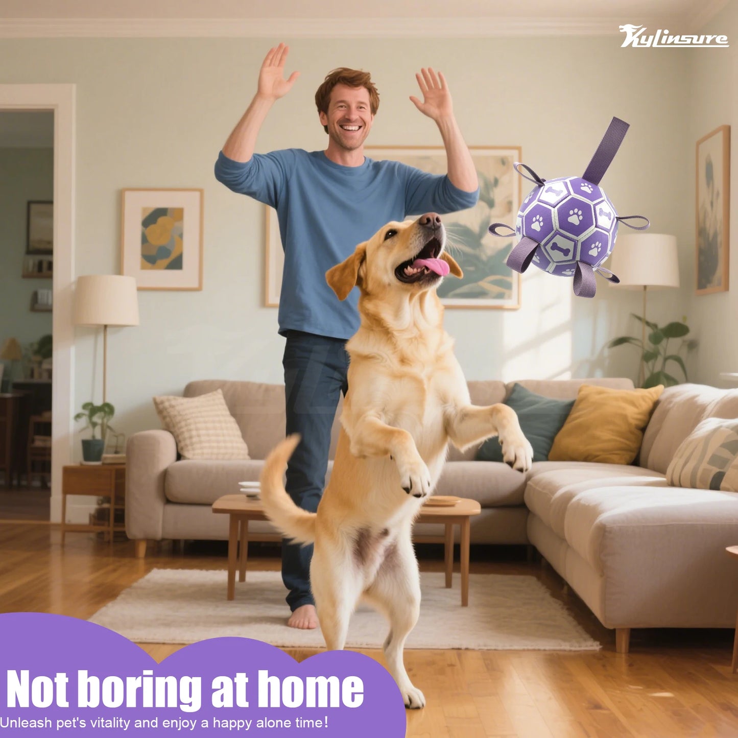 LuxePawe Dog Soccer Ball Toy with Straps Interactive Tug & Chew Toy