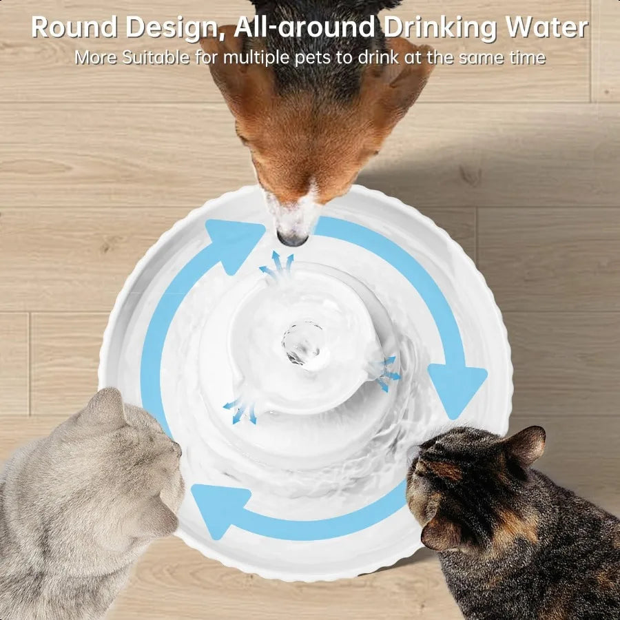 LuxePawe 2.1L Ceramic Cat Water Fountain Automatic Pet Drinking Bowl