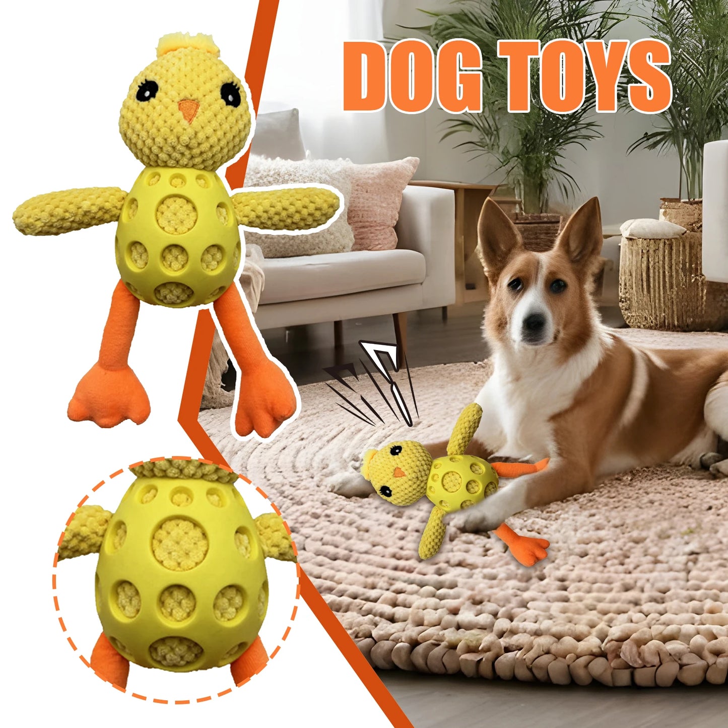 LuxePawe Squeaky Plush Chick Dog Toy Interactive Chew Toy for Dogs