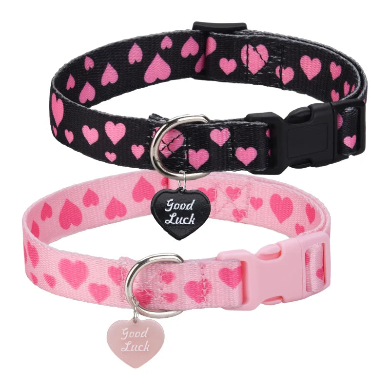 LuxePawe Love Printed Pet Collar for Dogs & Cats with Pendant Buckle