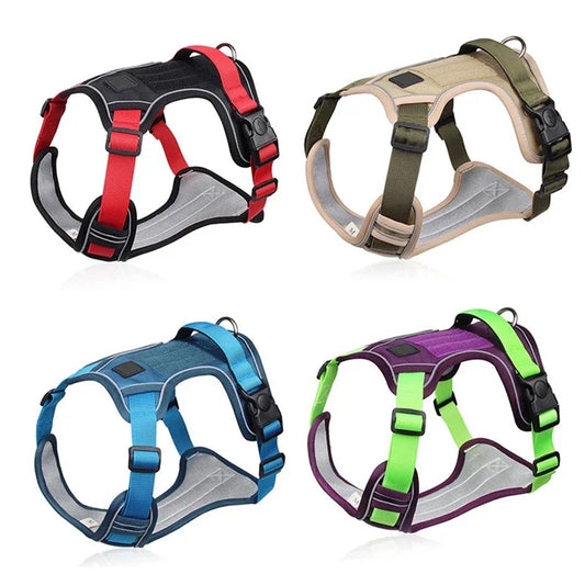 LuxePawe Reflective Dog Harness & Collar, Adjustable Vest for Large Pets