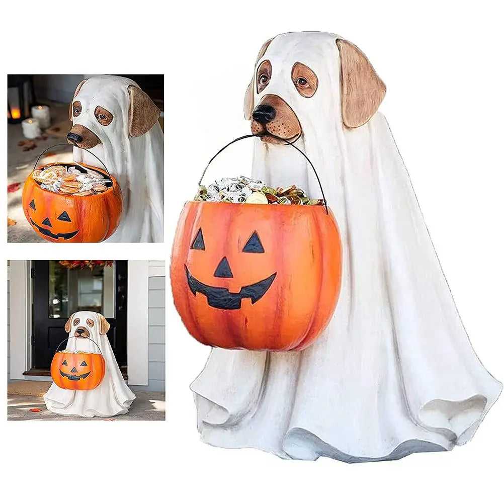 LuxePawe Halloween Dog & Cat Pumpkin Candy Bowl Stand – Trick or Treat Decor