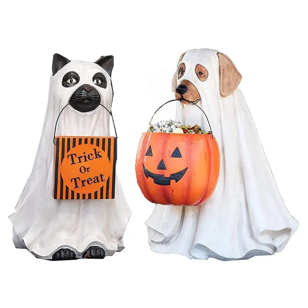 LuxePawe Halloween Dog & Cat Pumpkin Candy Bowl Stand – Trick or Treat Decor