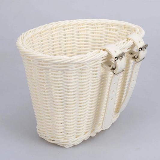LuxePawe Vintage Bicycle Front Basket Handlebars Adjustable Rattan Basket