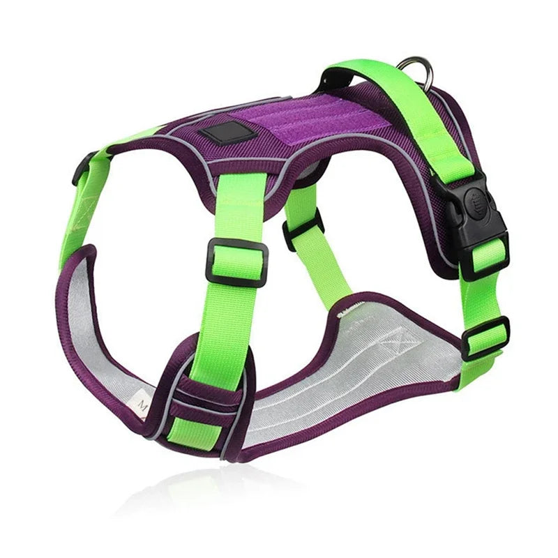 LuxePawe Reflective Dog Harness & Collar, Adjustable Vest for Large Pets
