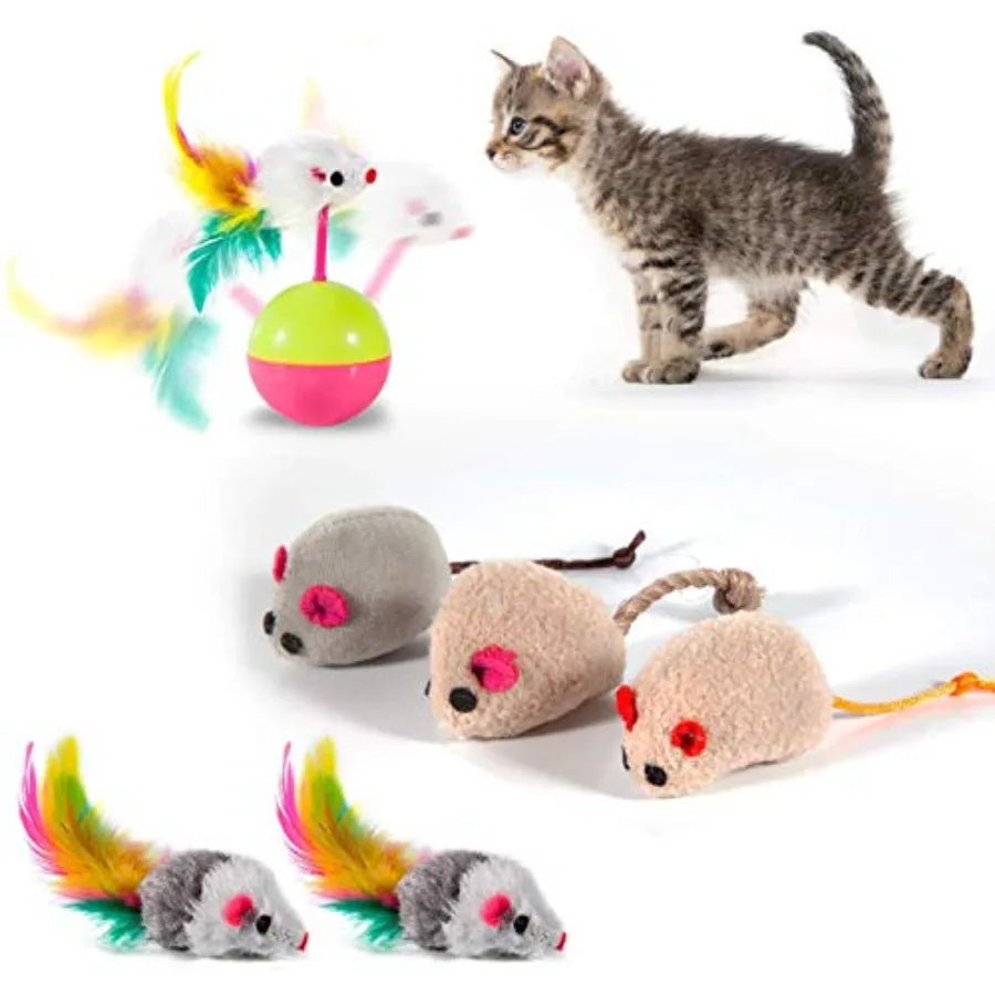 LuxePawe 28Pcs Cat Toy Set | Tunnel, Catnip Fish, Feather Wand & Mice Toys