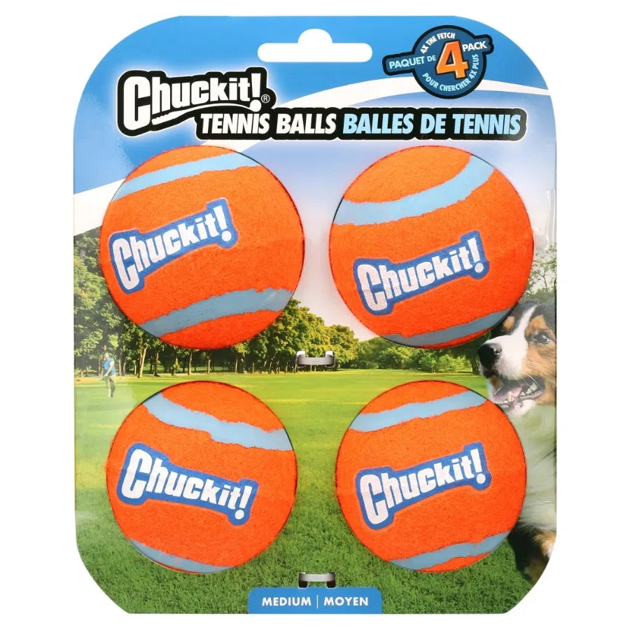 LuxePawe Durable Rubber Tennis Ball Dog Toy 2.5” Pack of 4 Orange