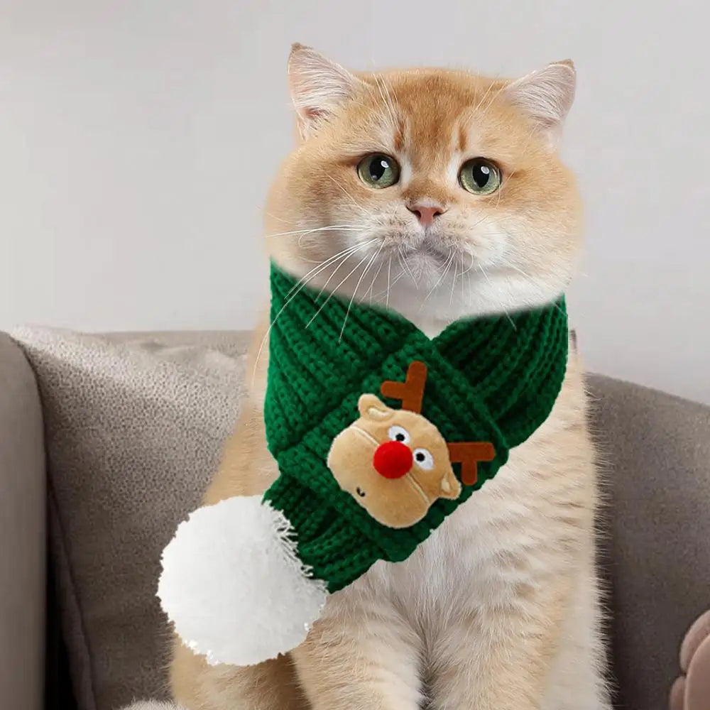 LuxePawe Christmas Pet Bandana Knitted Scarf Adjustable for Dogs & Cats