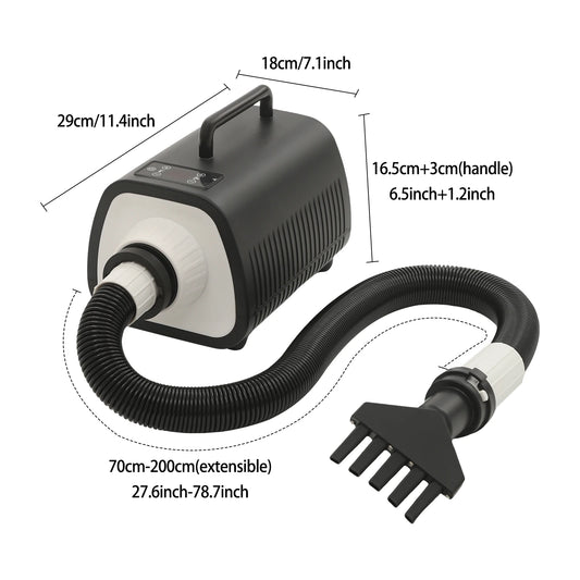 LuxePawe Dog & Cat Grooming Hair Dryer Adjustable Temp 9-Speed LED Display
