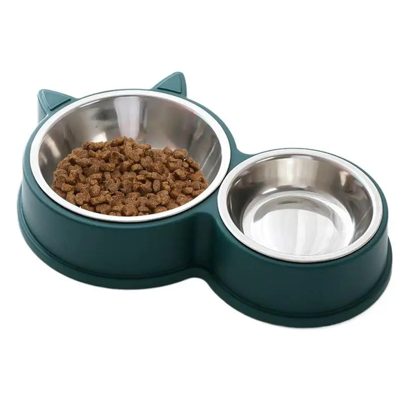 LuxePawe Non-Slip Stainless Steel Cat Ear Pet Food & Water Feeder Bowl