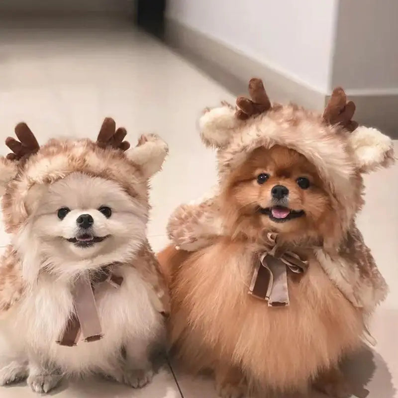 LuxePawe Cat Christmas Reindeer Cape – Soft Elk Cosplay Costume