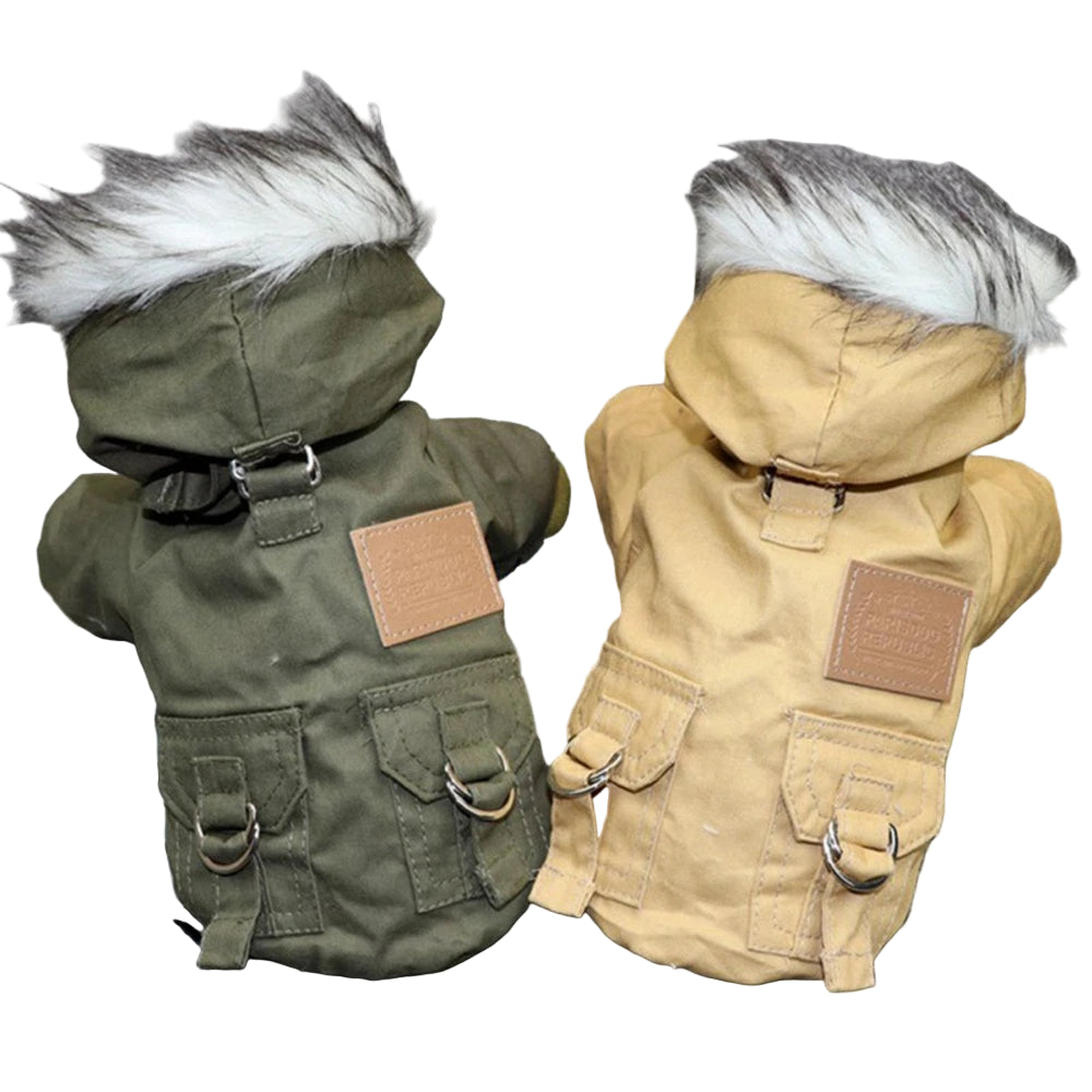 LuxePawe Windproof Dog Hoodie Jacket with Harness Outdoor Warm Vest