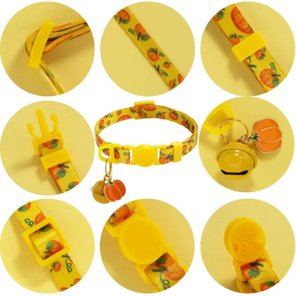 LuxePawe Breakaway Cat Collar 2-Pack Adjustable Fall Pumpkin Kitten Collar