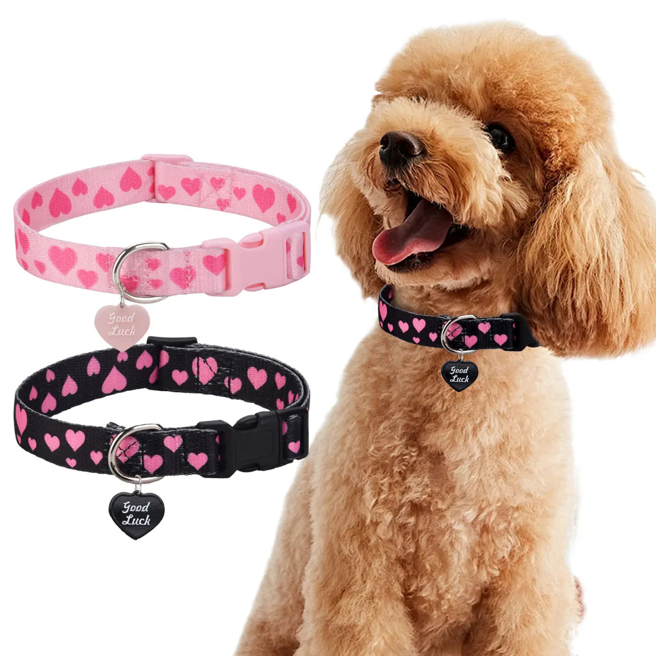 LuxePawe Love Printed Pet Collar for Dogs & Cats with Pendant Buckle
