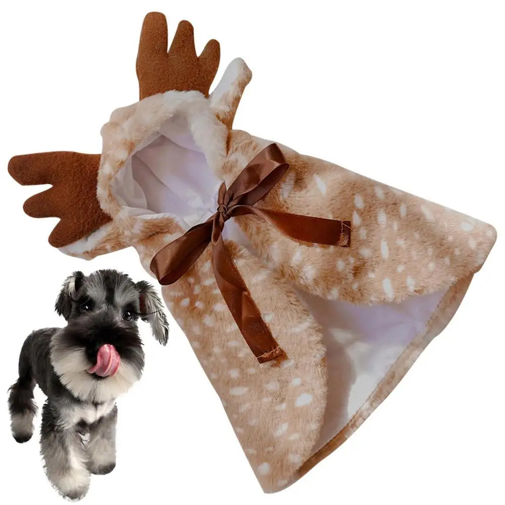LuxePawe Cat Christmas Reindeer Cape – Soft Elk Cosplay Costume
