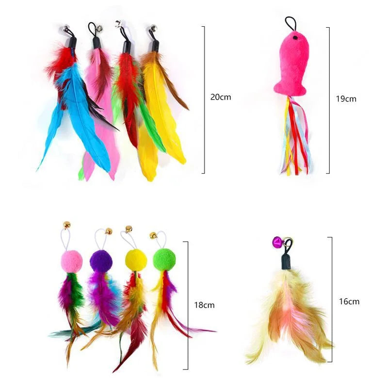 LuxePawe Retractable Feather Teaser Wand – Interactive Cat Toy with Bell Refill