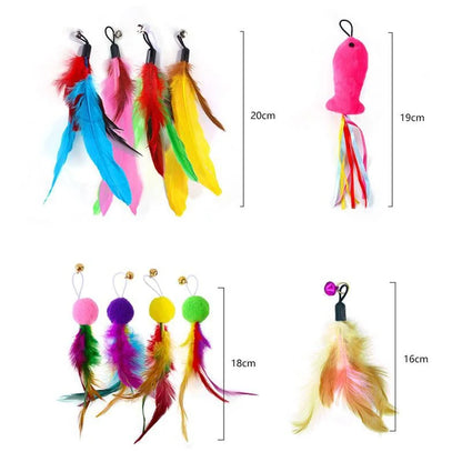 LuxePawe Retractable Feather Teaser Wand – Interactive Cat Toy with Bell Refill