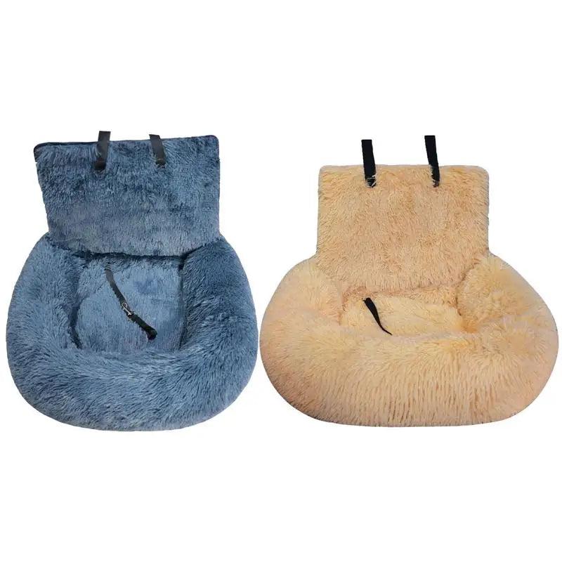 LuxePawe Plush Dog Car Seat Cushion Adjustable Strap Pet Travel Bed