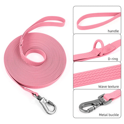 LuxePawe Long PVC Dog Leash Strong Waterproof Running Leash for Large Dogs