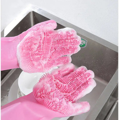LuxePawe Silicone Dishwashing Gloves, Waterproof Magic Cleaning Gloves