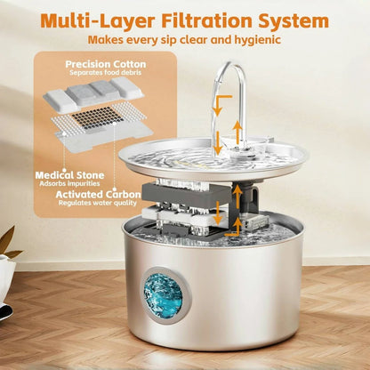 LuxePawe Automatic Pet Water Fountain Stainless Steel for Cats & Dogs