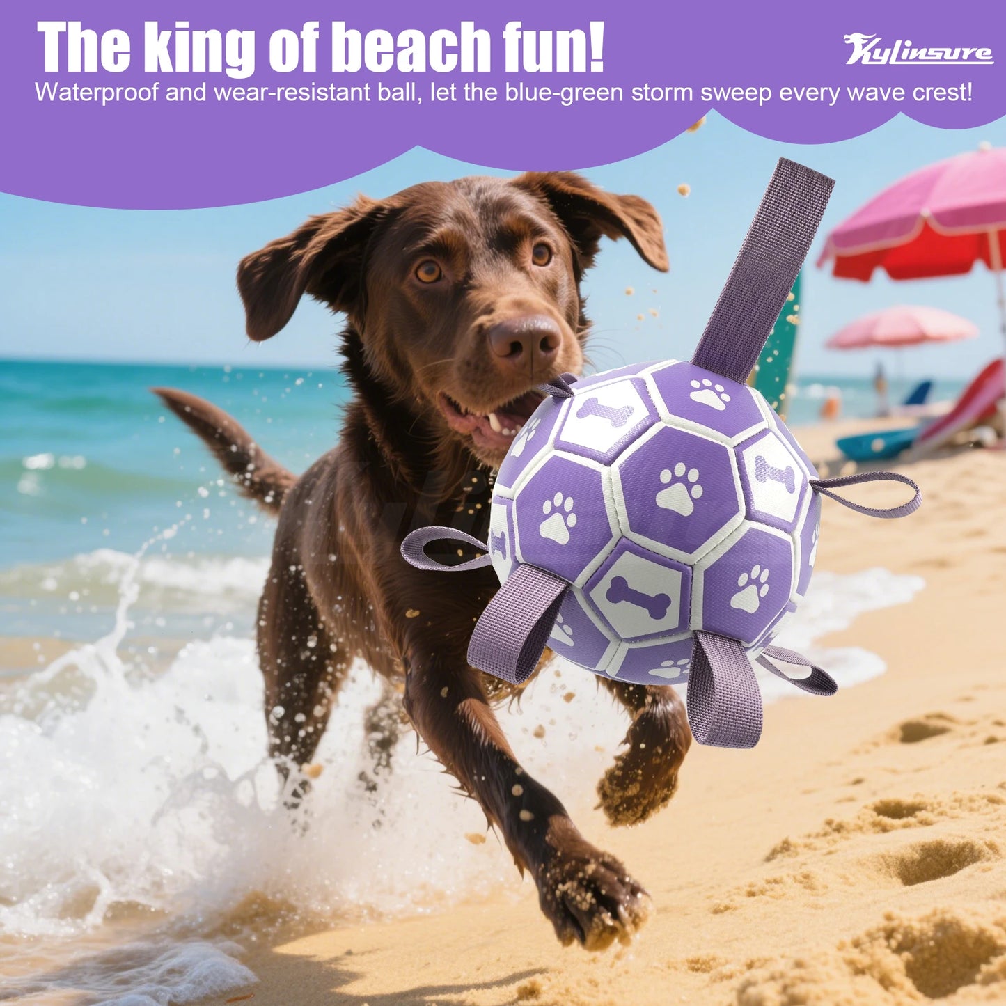 LuxePawe Dog Soccer Ball Toy with Straps Interactive Tug & Chew Toy