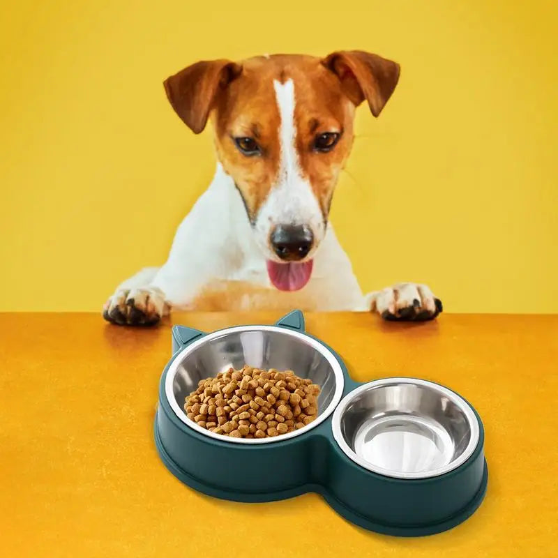 LuxePawe Non-Slip Stainless Steel Cat Ear Pet Food & Water Feeder Bowl