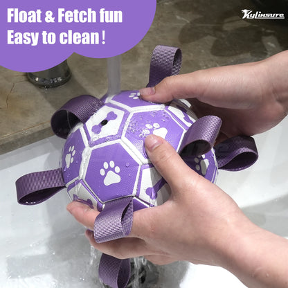 LuxePawe Dog Soccer Ball Toy with Straps Interactive Tug & Chew Toy