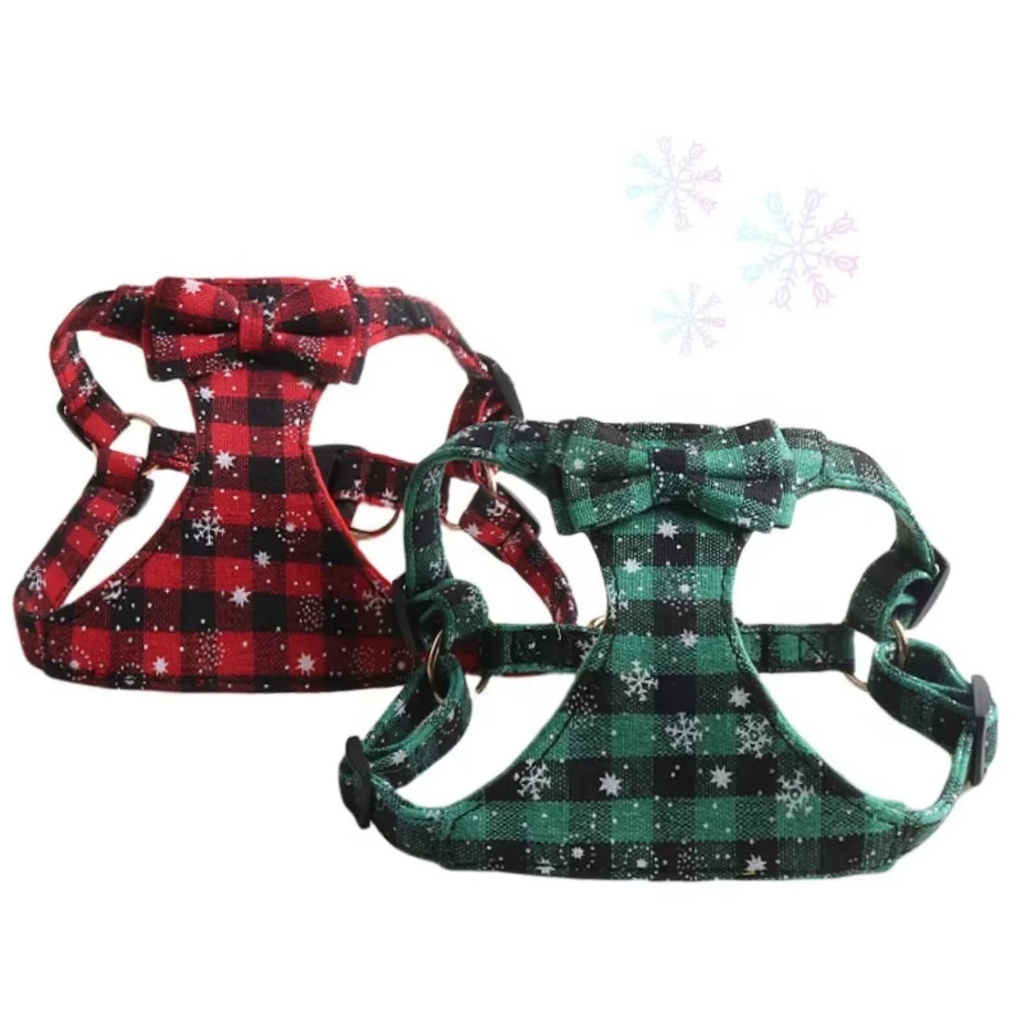 LuxePawe Christmas Suede Dog Harness Set with Matching Pet Leash