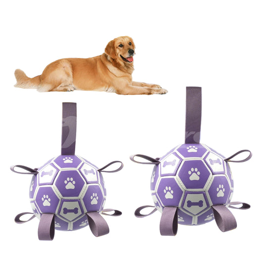 LuxePawe Dog Soccer Ball Toy with Straps Interactive Tug & Chew Toy