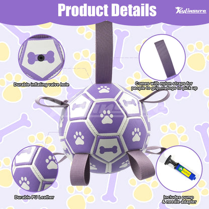 LuxePawe Dog Soccer Ball Toy with Straps Interactive Tug & Chew Toy