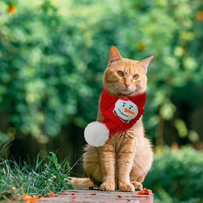 LuxePawe Christmas Pet Bandana Knitted Scarf Adjustable for Dogs & Cats