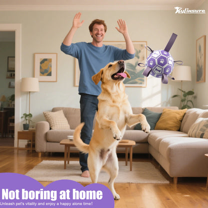 LuxePawe Dog Soccer Ball Toy with Straps Interactive Tug & Chew Toy