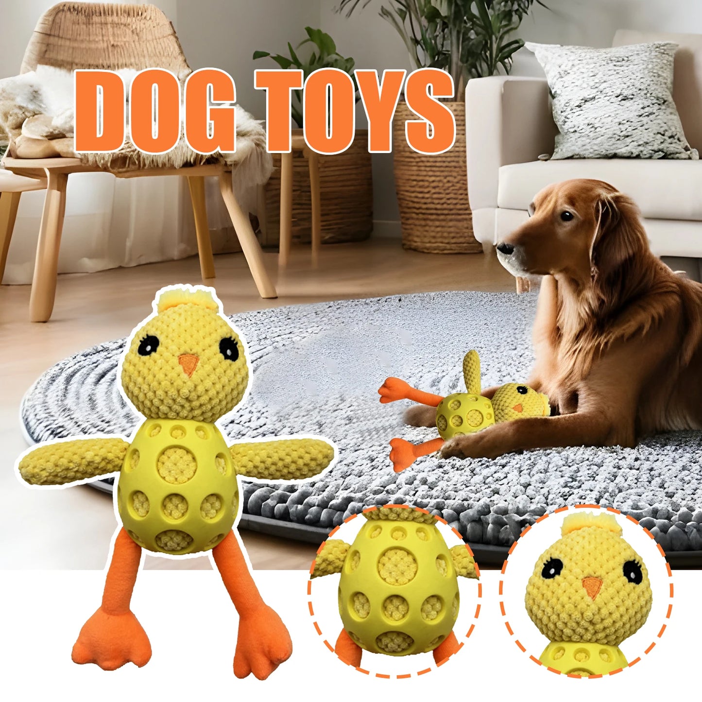 LuxePawe Squeaky Plush Chick Dog Toy Interactive Chew Toy for Dogs