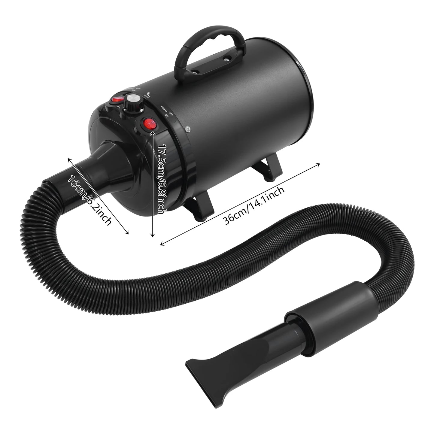 LuxePawe 2200W Professional Pet Dryer, Adjustable Speed & 4 Nozzles