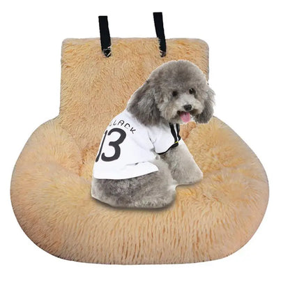 LuxePawe Plush Dog Car Seat Cushion Adjustable Strap Pet Travel Bed
