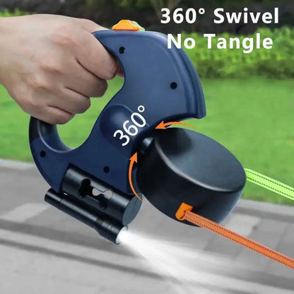 LuxePawe Retractable Double-Ended Dog Leash 3m LED Light & Waste Bag