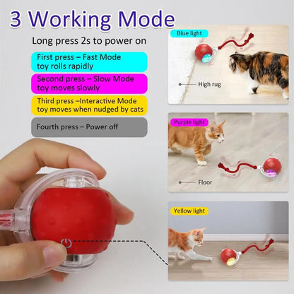 LuxePawe Automatic Smart Cat Ball Toy – USB Rechargeable with 3 Play Modes
