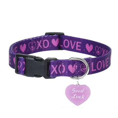LuxePawe Love Printed Pet Collar for Dogs & Cats with Pendant Buckle