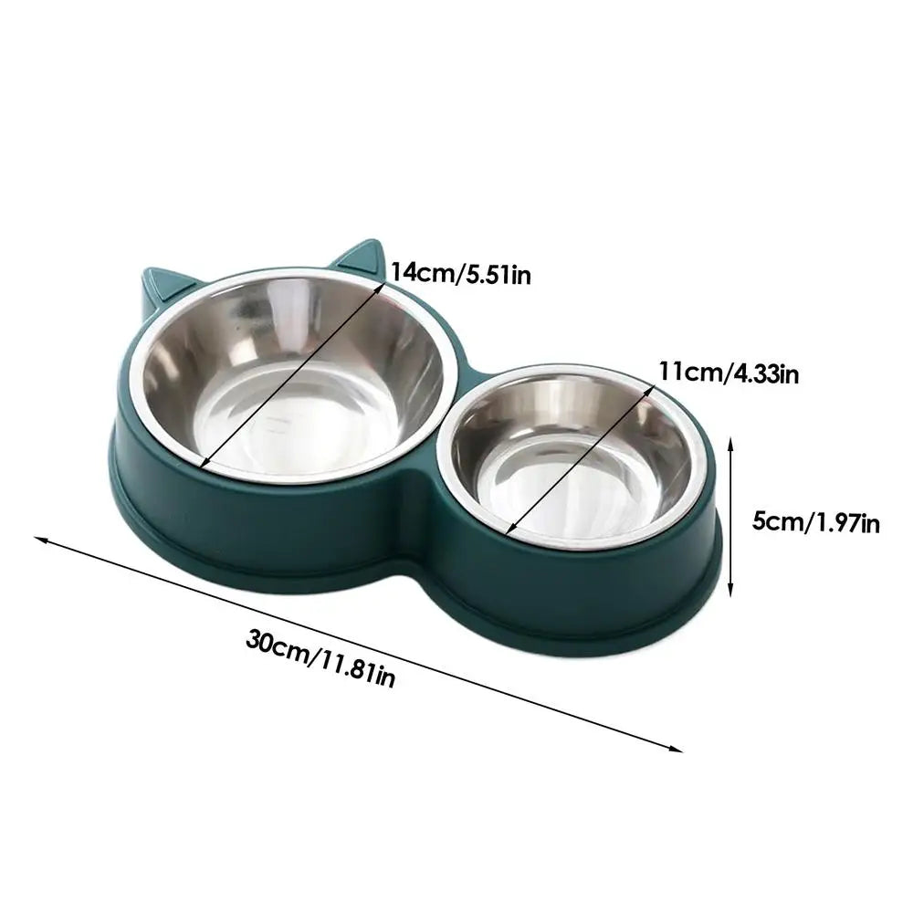 LuxePawe Non-Slip Stainless Steel Cat Ear Pet Food & Water Feeder Bowl