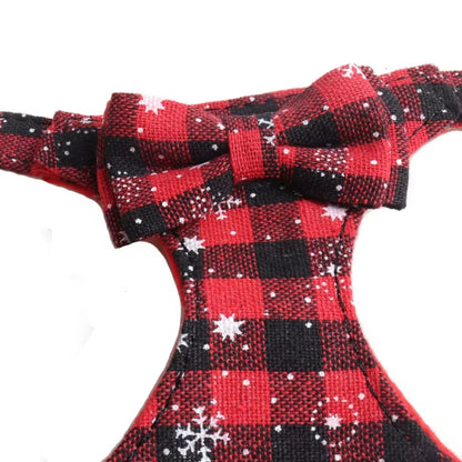 LuxePawe Christmas Suede Dog Harness Set with Matching Pet Leash